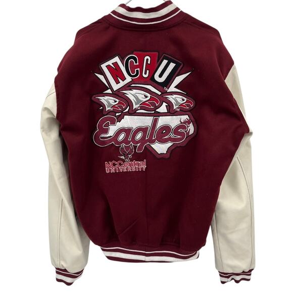 NEW NC Central Eagles Varsity Style Jacket Coat Maroon Patches Pockets Men 3XL - Picture 10 of 11